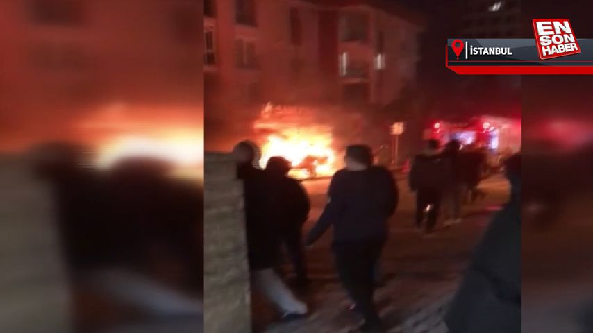 Ataşehir’de alev topuna dönen taksi kendiliğinden hareket etti